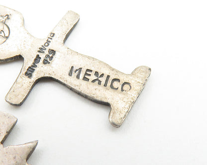 MEXICO 925 Sterling Silver  Vintage Dark Tone Girl & Boy Drop Pendant  PT8514