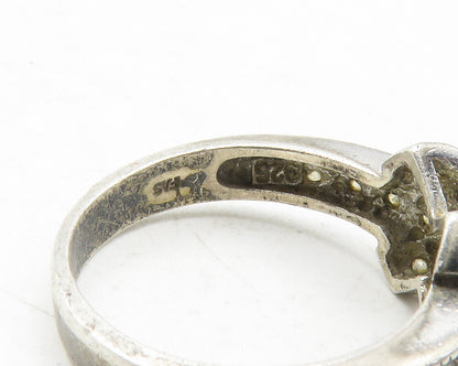925 Sterling Silver  Vintage Topaz Crossover X Design Band Ring Sz 7  RG12099