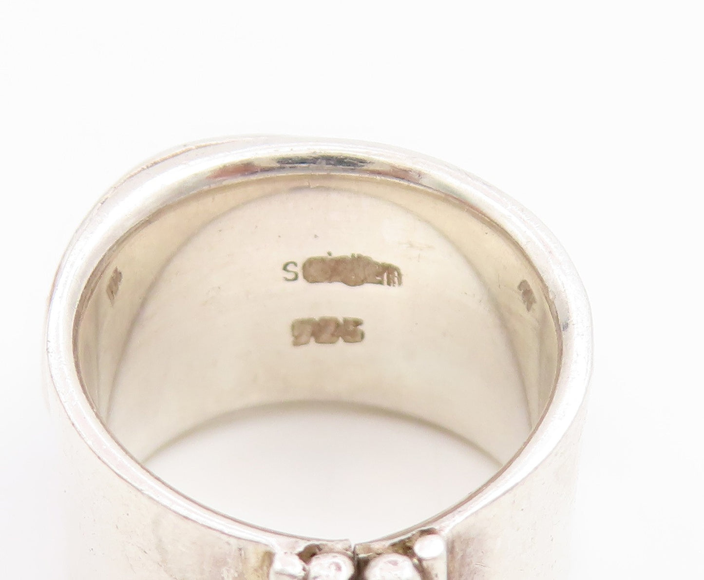 925 Sterling Silver Vintage Ring SAJEN Druzy Quartz Shiny Band  Sz 5  RG33864