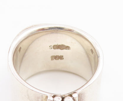 925 Sterling Silver Vintage Ring SAJEN Druzy Quartz Shiny Band  Sz 5  RG33864