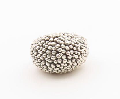 925 Sterling Silver Vintage Ring ISRAEL Modernist Beaded Dome  Sz 8.5  RG36468