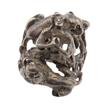 925 Sterling Silver Vintage Ring Bible Figure Daniel Lions Den  Sz 7.5  RG32703