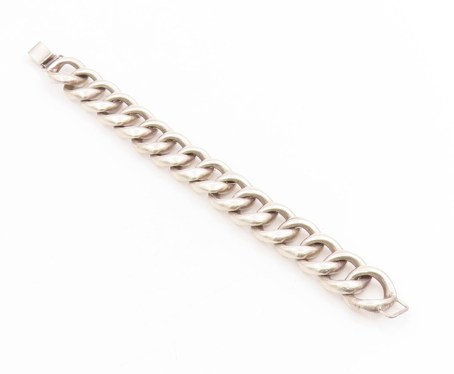 925 Sterling Silver Vintage Bracelet POLAND Chunky Curb Link Solid Chain BT11441