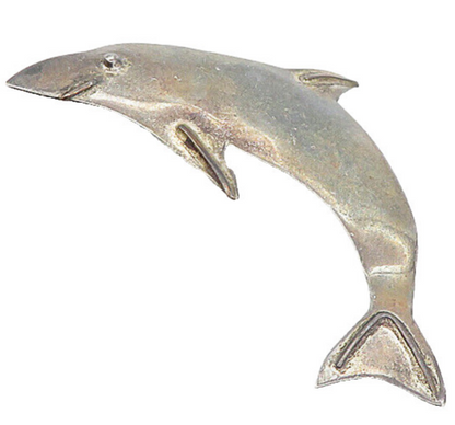 925 Sterling Silver  Vintage Oxidized Leaping Dolphin Motif Brooch Pin  BP3075