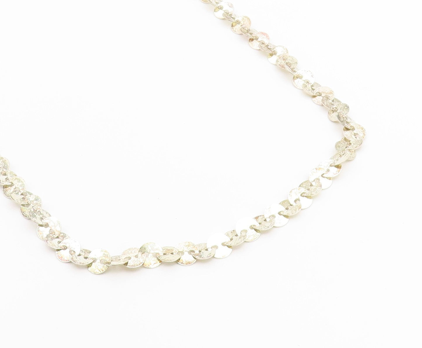 925 Sterling Silver Vintage Necklace MILOR Classic Disc Statement Chain  NE4894