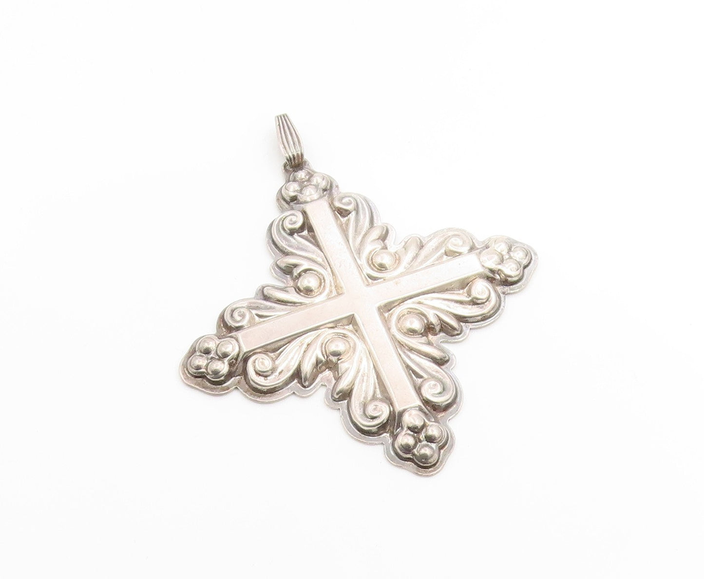925 Sterling Silver Vintage Pendant REED & BARTON 1983 Christmas Cross  PT26302