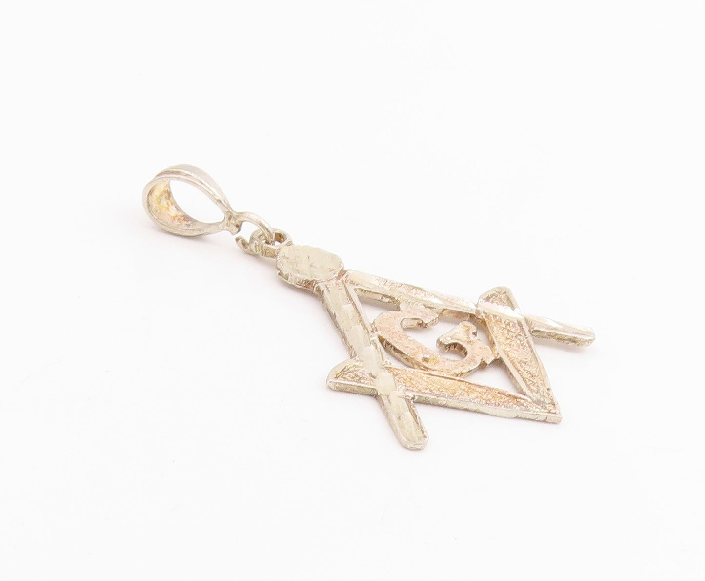 925 Sterling Silver Vintage Pendant FREEMASON Masonic G Square Symbol  PT25152