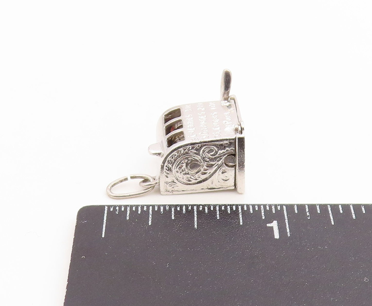 925 Sterling Silver Vintage Pendant Slot Machine With Fruit Details  PT26154