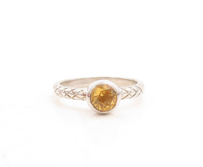 925 Sterling Silver Vintage Ring Round Cut Stackable Citrine  Sz 5.5  RG30080