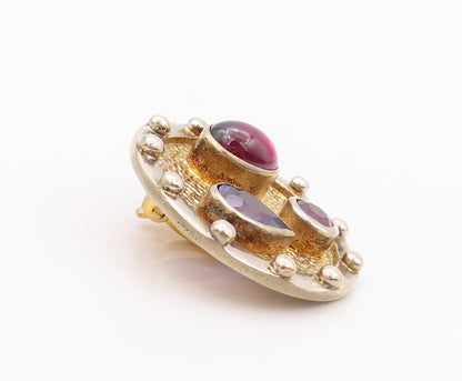 925 Sterling Silver Vintage Earrings Gold Plated Designer Gemstones  EG13489