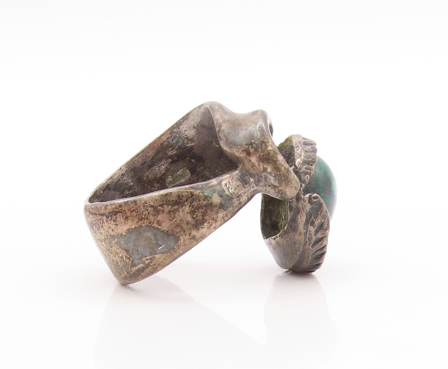 925 Sterling Silver Vintage Ring Antique Brutalist Gemstone Sphere Sz 8  RG32848