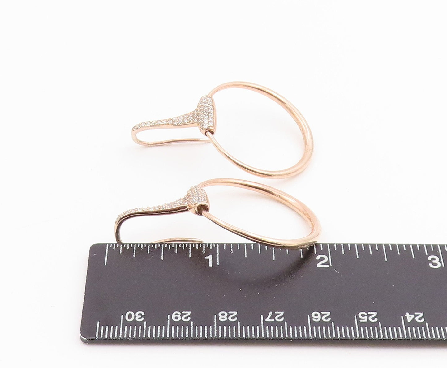 925 Sterling Silver Vintage Earrings Gold Plated CZ Classic Open Circle  EG14244