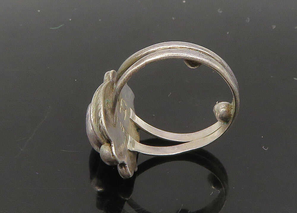 NAVAJO 925 Sterling Silver  Vintage Blue Turquoise Band Ring Sz 2  RG22759