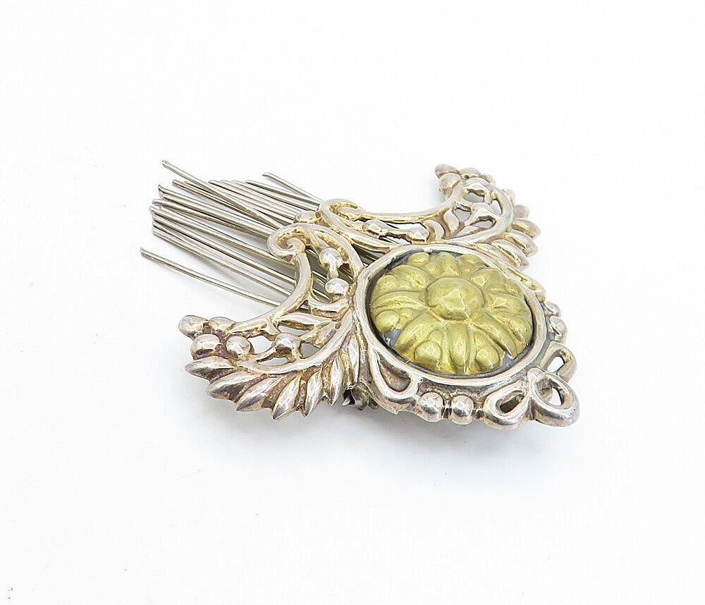 MEXICO 925 Sterling Silver  Vintage Floral Leaf Dangling Brooch Pin  BP2635
