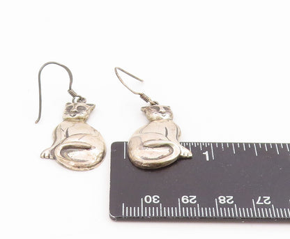 925 Sterling Silver Vintage Earrings BOMA Modernist Kitten Charm Dangle  EG14267