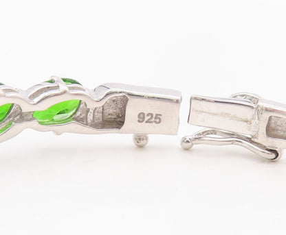 925 Sterling Silver Vintage Bracelet Oval Cut Green Topaz Bangle  BT10727