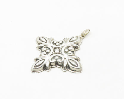 REED & BARTON 925 Silver  Vintage Shiny Hollow Christmas Cross Pendant PT14585