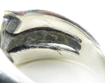 925 Sterling Silver  Vintage Shiny Cross Split Large Band Ring Sz 11  RG18731