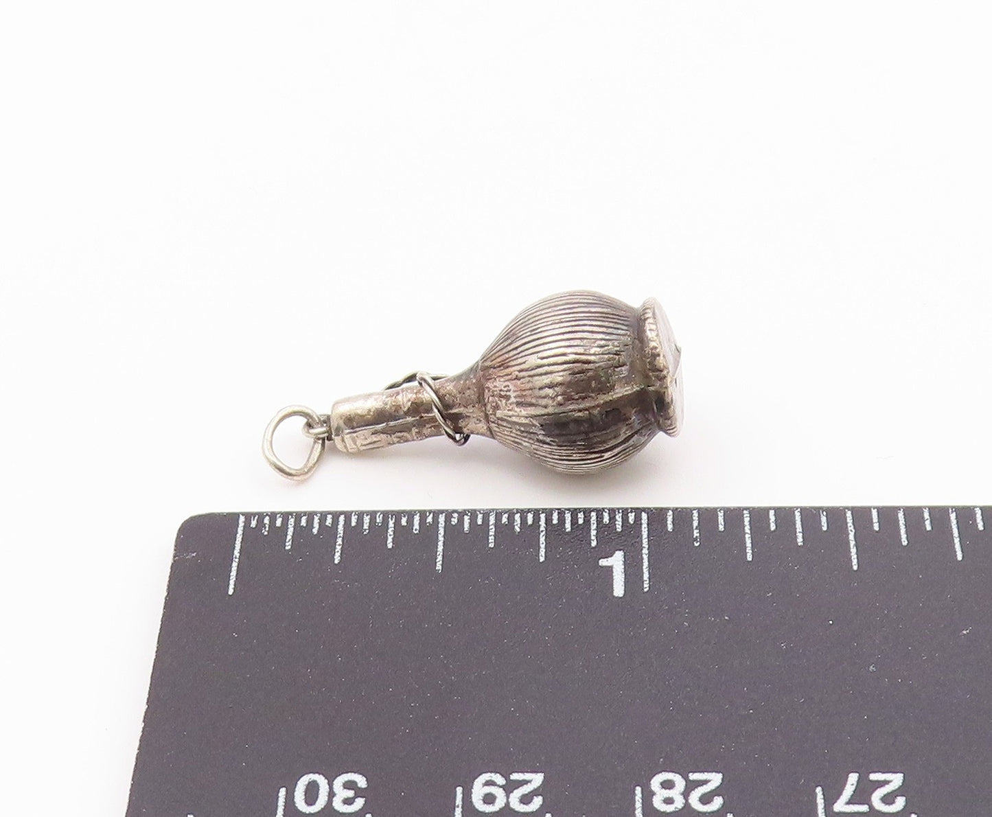 925 Sterling Silver  Vintage Dark Tone Wire Twist Hollow Vase Pendant  PT16509