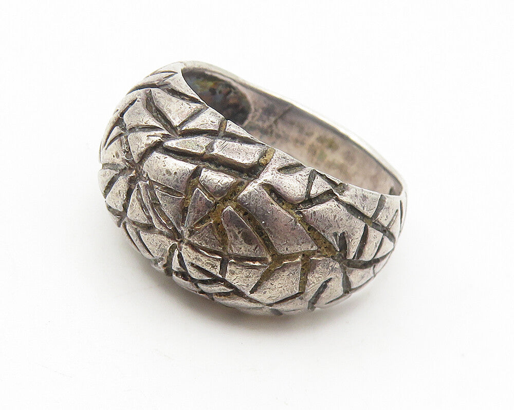 925 Sterling Silver  Vintage Oxidized Etched Design Band Ring Sz 7  RG10915