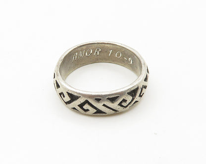 PETER STONE 925 Silver  Vintage Cutout Pattern Shiny Band Ring Sz 7.25 RG18441