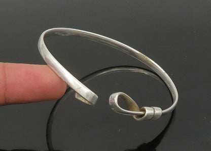 GAETAN 925 Sterling Silver  Vintage Shiny Loop Hook Bangle Bracelet  BT8885