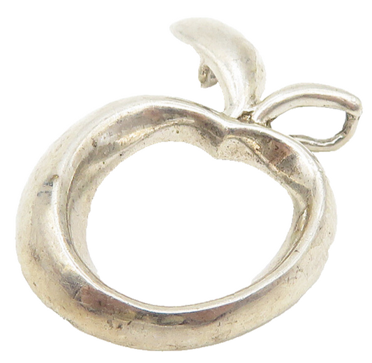 925 Sterling Silver  Vintage Shiny Open Apple Motif Slide Pendant  PT8777
