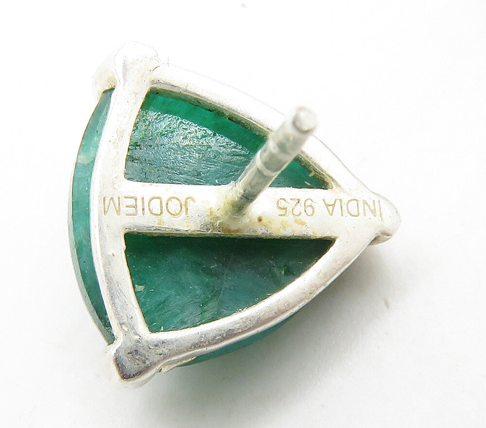 925 Sterling Silver  Prong Set Faceted Jade Shiny Stud Earrings  EG8219