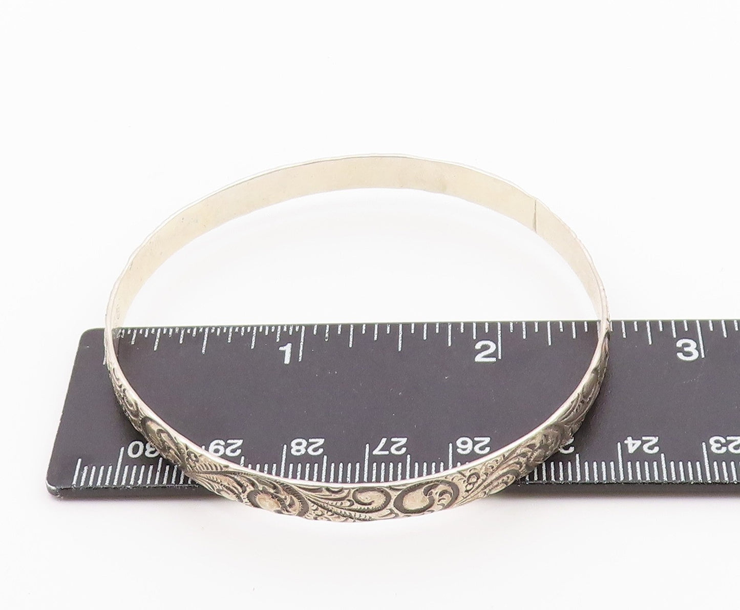 DANECRAFT 925 Silver  Vintage Shiny Swirl Pattern Bangle Bracelet  BT8856