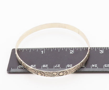 DANECRAFT 925 Silver  Vintage Shiny Swirl Pattern Bangle Bracelet  BT8856