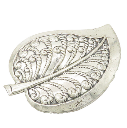 DANECRAFT 925 Sterling Silver  Vintage Swirly Floral Leaf Brooch Pin  BP6752