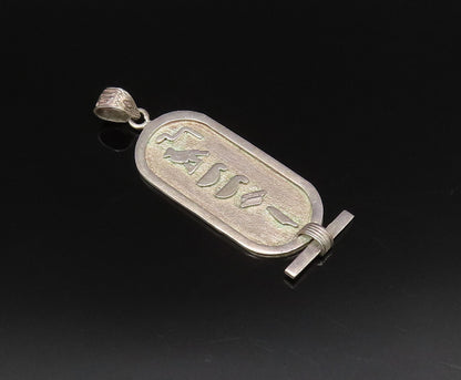 MIDDLE EAST 925 Silver  Vintage Carved Bird & Symbols Medal Pendant  PT21724