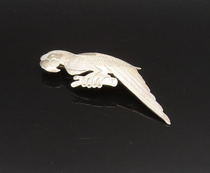 925 Sterling Silver  Vintage Brushed Finish Parrot Bird Brooch Pin  BP9568