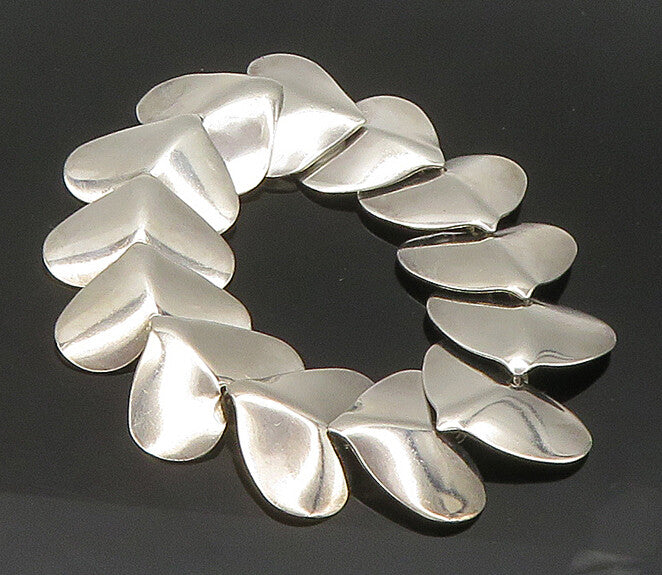 ESPO 925 Sterling Silver  Vintage Shiny Love Hearts Chain Bracelet  BT8704