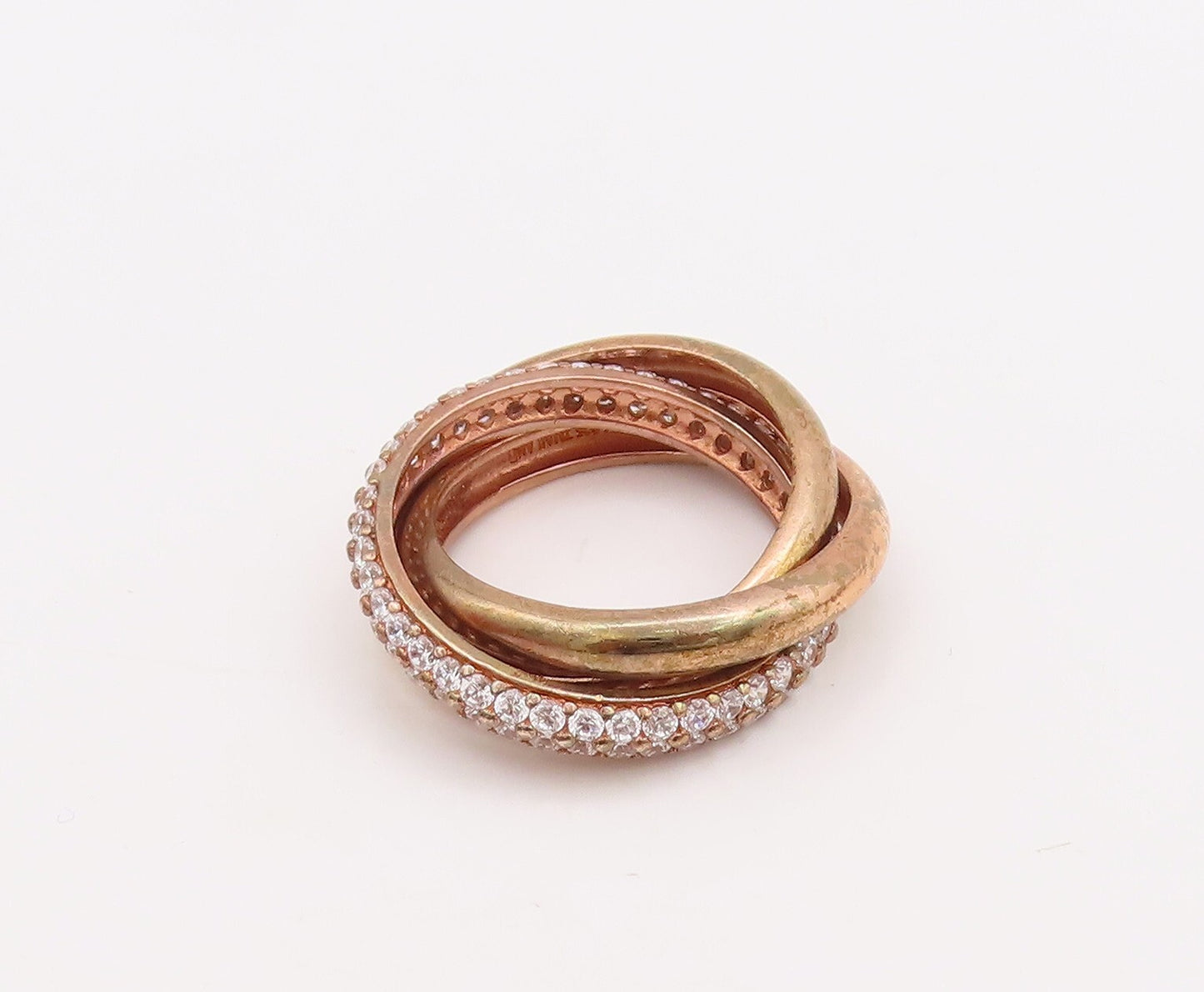 925 Sterling Silver Vintage Ring Rose Gold Plated CZ Inlay Rings  Sz 7  RG29881