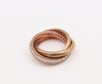 925 Sterling Silver Vintage Ring Rose Gold Plated CZ Inlay Rings  Sz 7  RG29881
