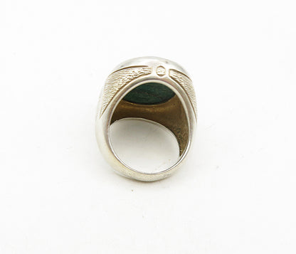 925 Sterling Silver  Vintage Malachite Etched Cocktail Ring Sz 8.5  RG8911