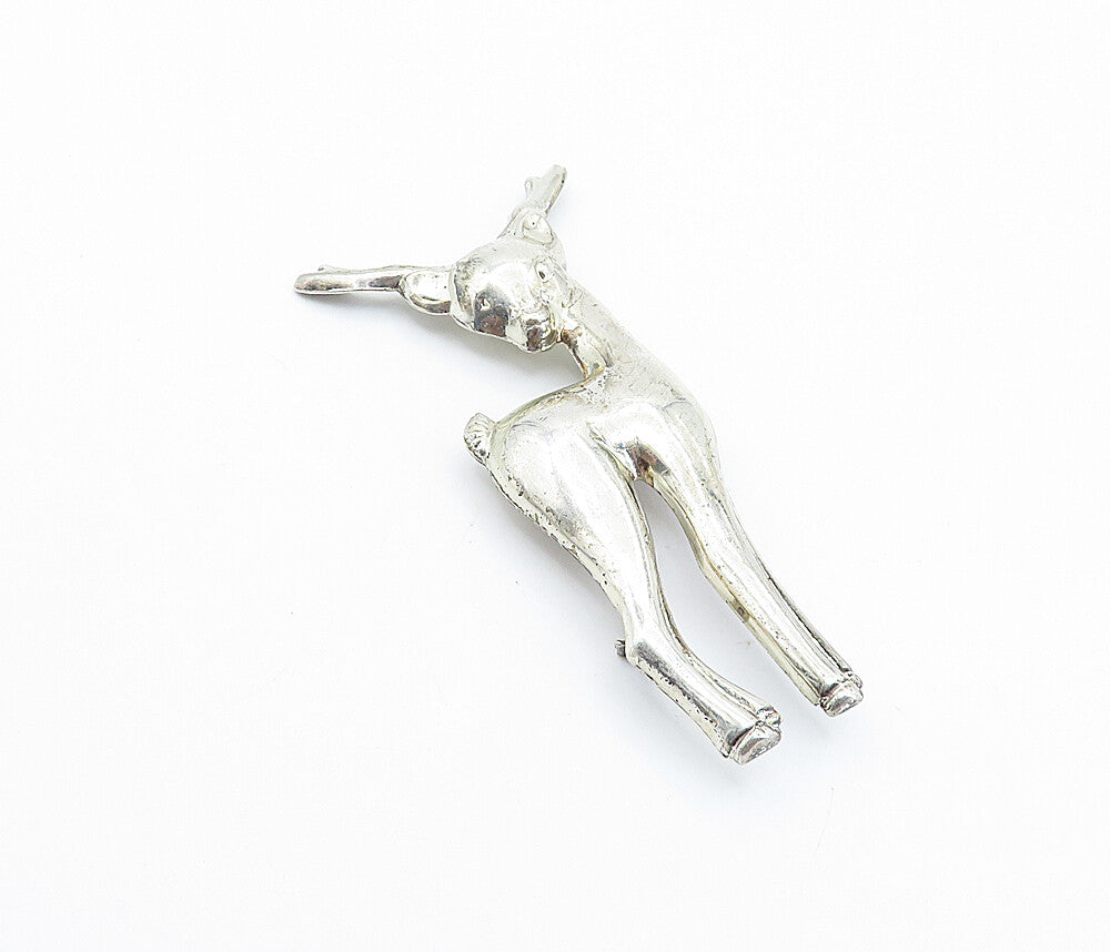 SB 925 Sterling Silver Vintage Shiny Baby Deer Motif Brooch Pin BP2836