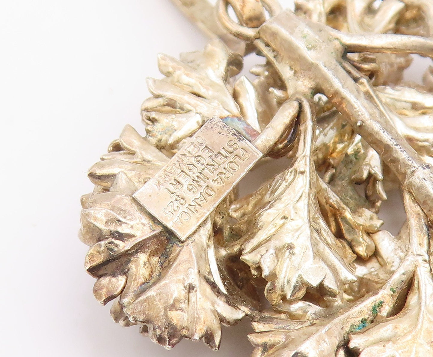 925 Sterling Silver Vintage Pendant EGGERT DENMARK Gilded Parsley Leaf  PT25902
