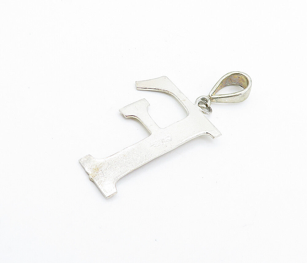 MEXICO 925 Sterling Silver  Vintage Diamond Cut F Initial Drop Pendant  PT5413