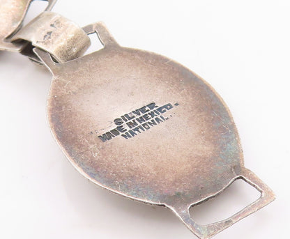 925 Sterling Silver Vintage Bracelet MEXICO Etched Leaf Motif Concho  BT11593