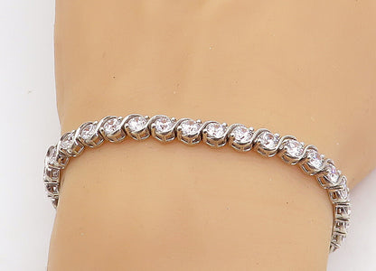 925 Sterling Silver  Sparkling Cubic Zirconia Swirl Tennis Bracelet  BT1804