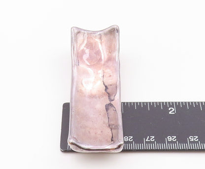 925 Sterling Silver  Vintage Shiny Sculpted Smooth Long Pendant  PT17004