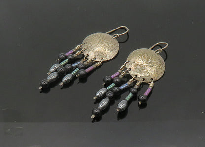 DESIGNER 925 Silver  Vintage Black Onyx & Hematite Dangle Earrings  EG10535