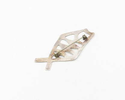 925 Sterling Silver  Vintage Modernist Cutout Fish Motif Brooch Pin  BP7368