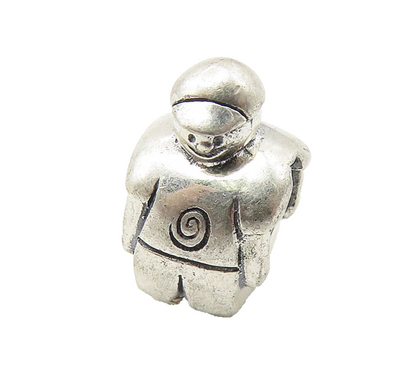 925 Sterling Silver  Vintage Petite Figure Spiral Detail Bead Pendant  PT8198