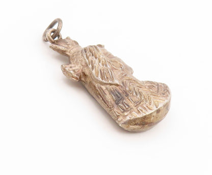 925 Sterling Silver Vintage Pendant Etched Egyptian Pharaoh Headdress  PT25808