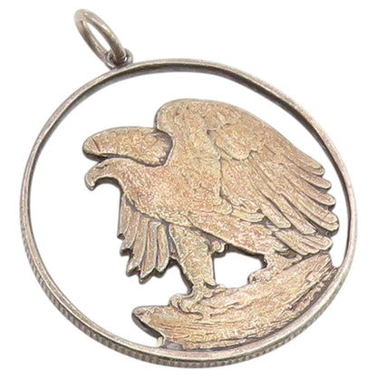 925 Sterling Silver Vintage Pendant American Eagle Coin Cutout Charm  PT26570