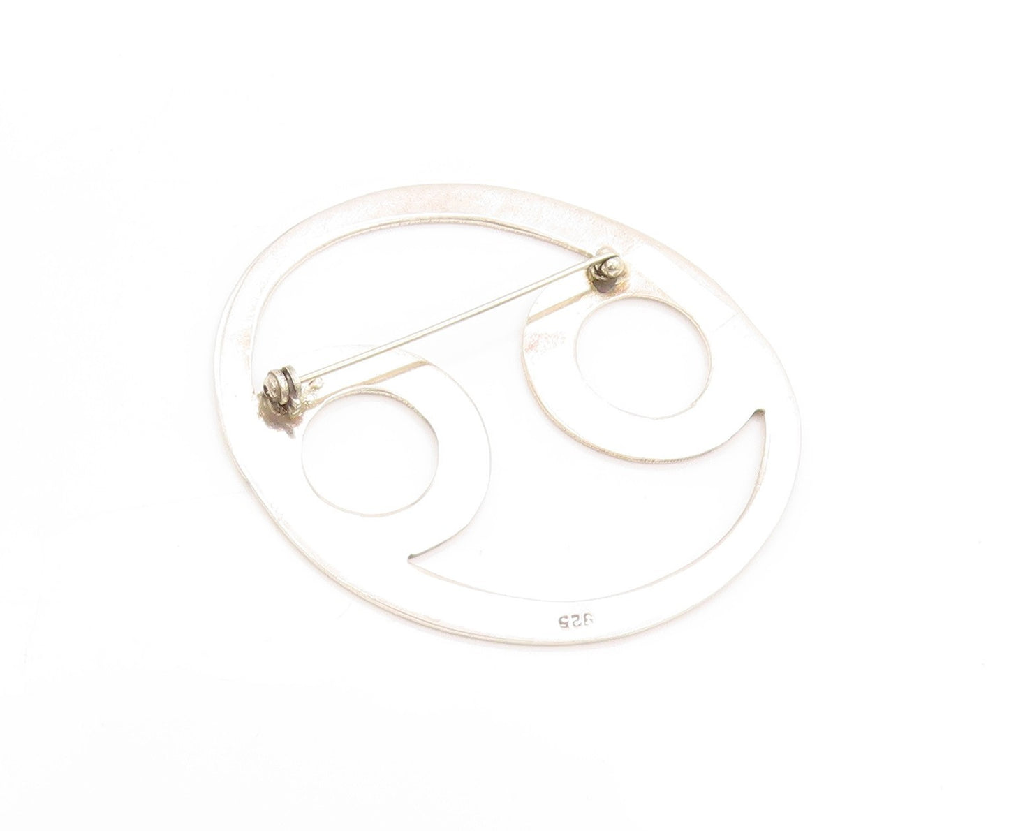 925 Sterling Silver Vintage Brooch Zodiac Cancer Astrological Sign Pin BP11937