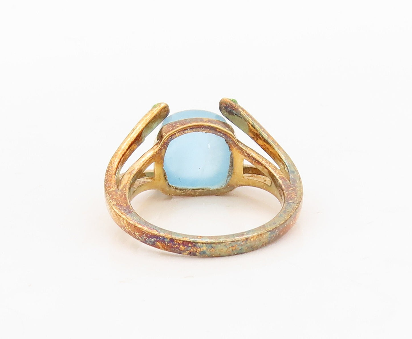 925 Sterling Silver Vintage Ring Gold Plated Designer Gemstone CZ Sz 7.5 RG30477